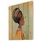 Designart - Portrait of Afro American Woman With Turban III - Modern Print on Natural Pine Wood